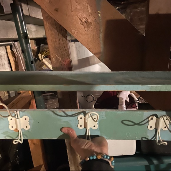 Antiqued Refinished Shelf with Hooks - Picture 3 of 11